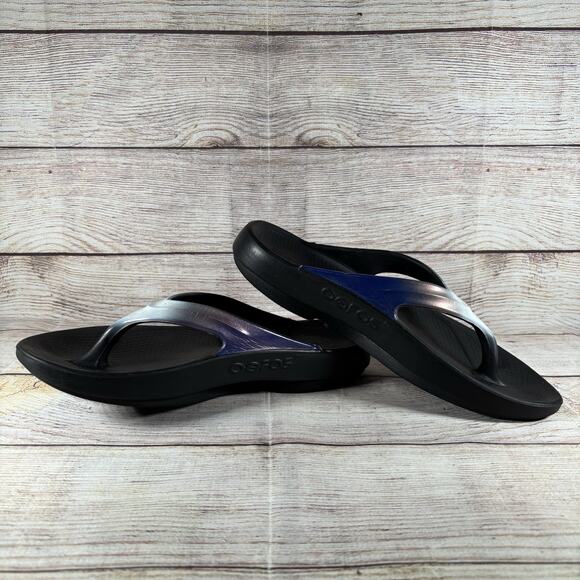 OOFOS Womens Size 10 Oolala Luxe Sandals Midnight Spectre Flip Flops - Picture 9 of 12